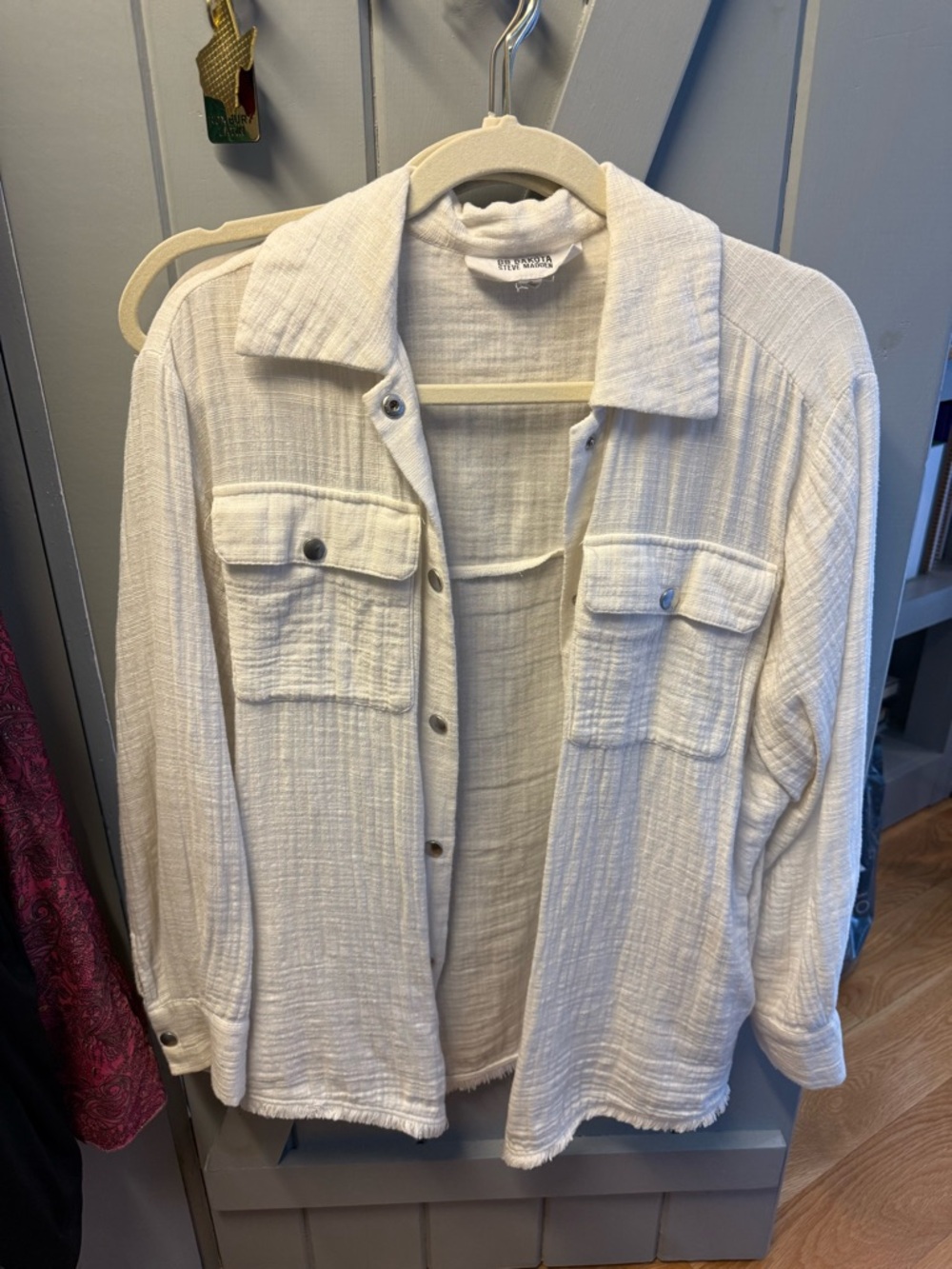 BB Dakota Cream Textured Button-Front Utility Jacket